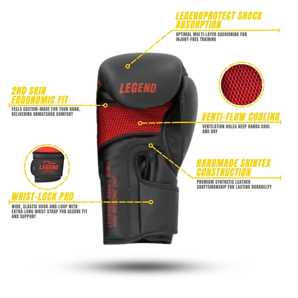EcoFIT Boxing Gloves MenWomen Black-Red PU