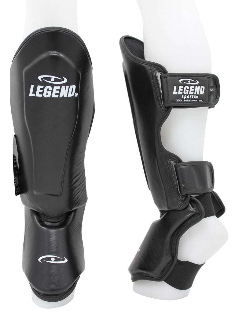 kickboks scheenbeschermers leder zwart