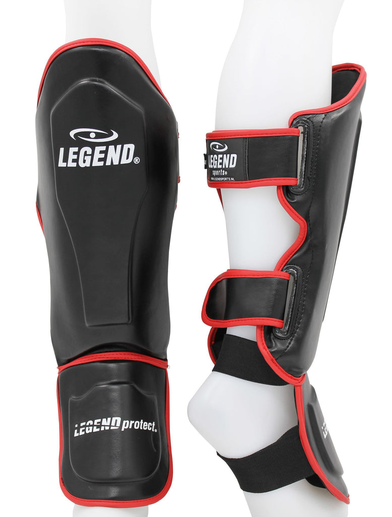kickbox scheenbeschermers pu zwart rood