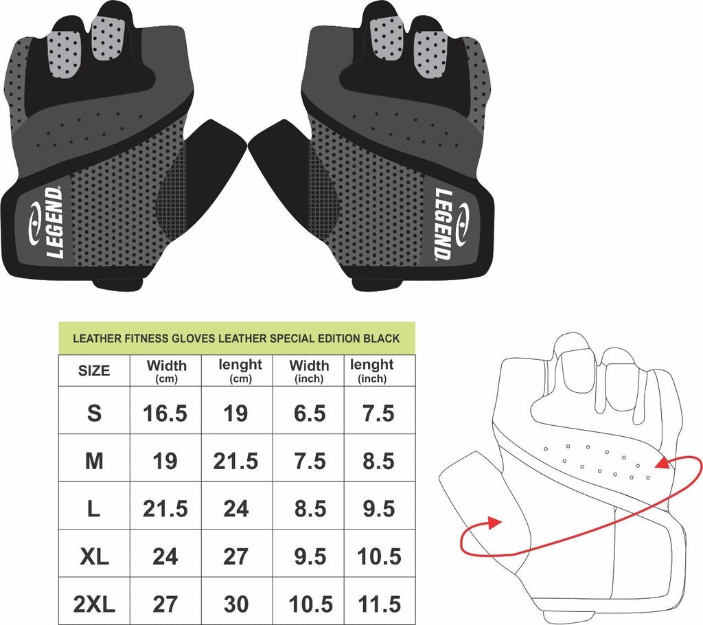 Maattabel Fitness gloves ladies