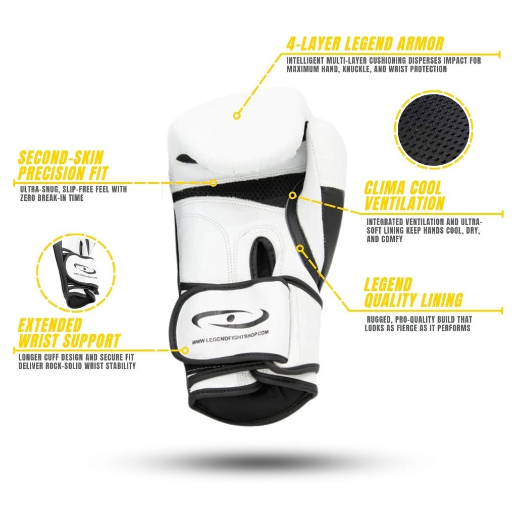 Power Special Boxing Gloves MenWomen White Leather