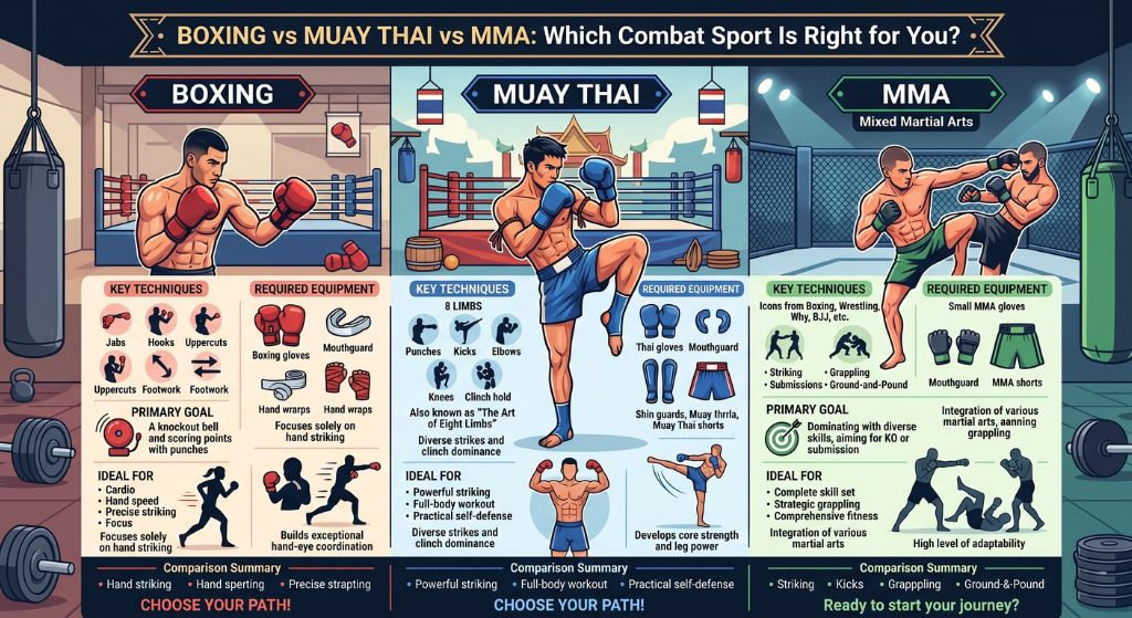 Boxing vs Muay Thai vs MMA: Which Combat Sport Is Right for You?