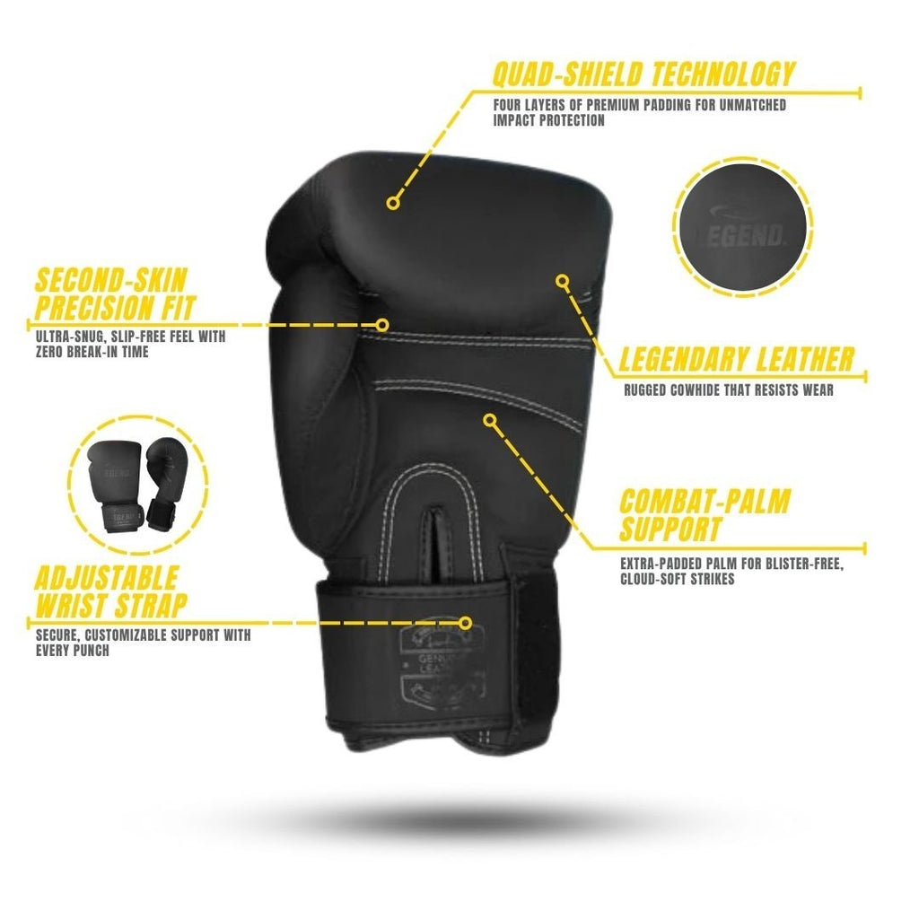 IRONCLAD PRO Leather Boxing Gloves Women_sMen_s Matte Black