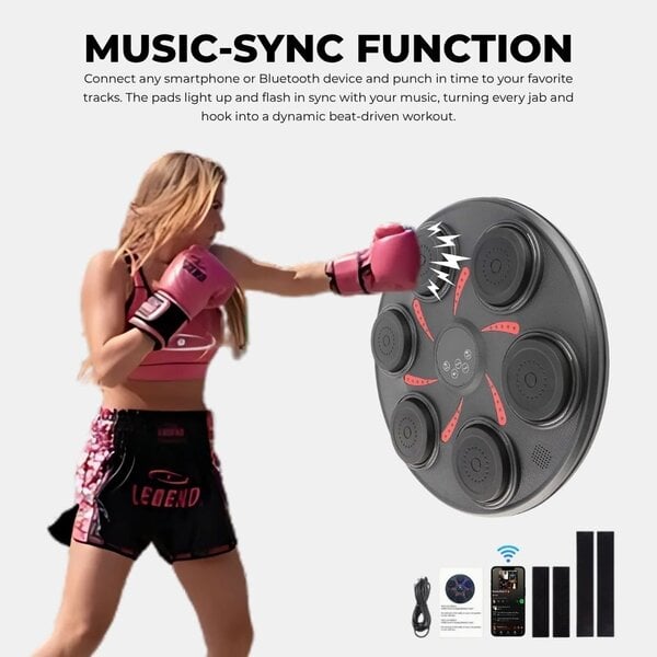 Bokszak muur StrikeSync music & reaction