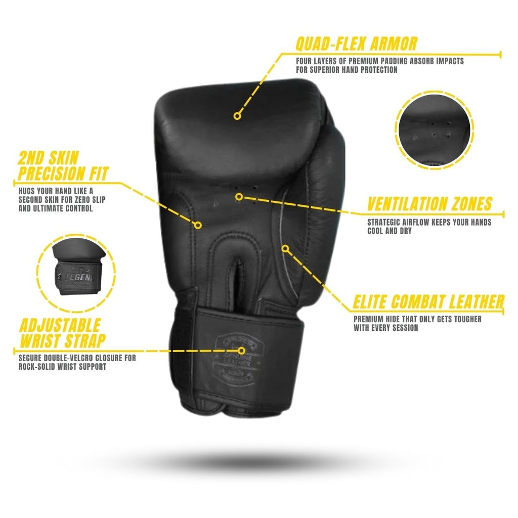 Legend Thai ELITE Boxing Gloves MenWomen Matte Black
