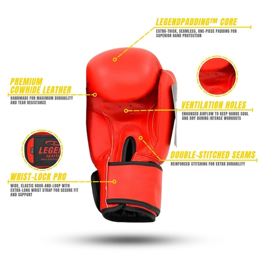 LegendPadding Boxing Gloves (Red Leather)