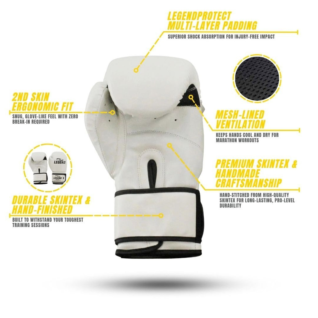 Powerfit & Protect Boxing Gloves MenWomen White PU